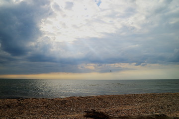 calm sea. Thunder Sky.