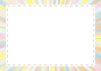 ステッチフレーム　パステルカラー集中線背景