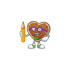 Gingerbread love clever student character using a pencil