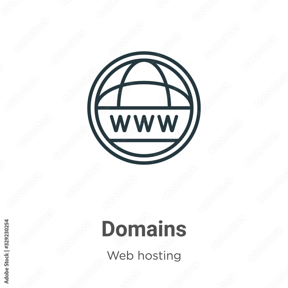 Poster domains outline vector icon. thin line black domains icon, flat vector simple element illustration f