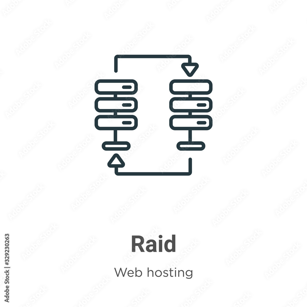 Poster raid outline vector icon. thin line black raid icon, flat vector simple element illustration from ed