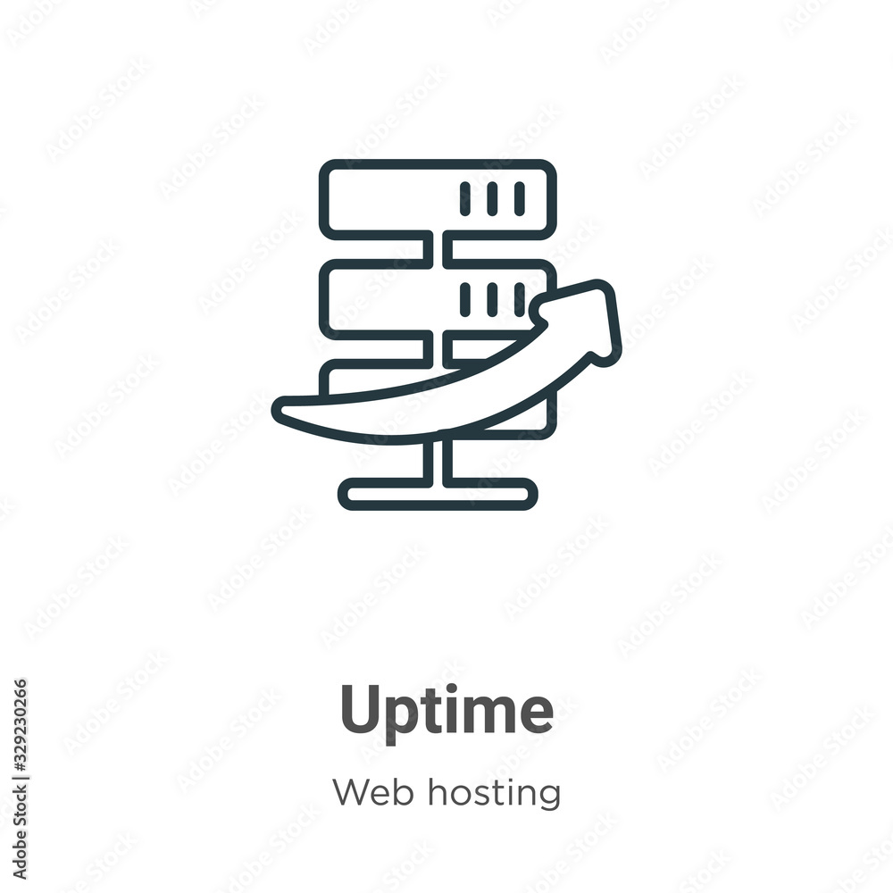 Poster uptime outline vector icon. thin line black uptime icon, flat vector simple element illustration fro