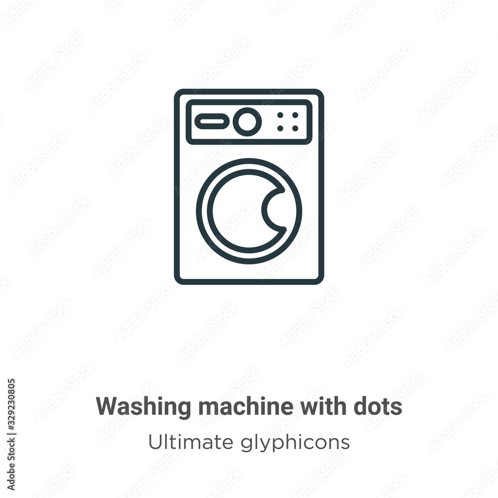 Poster washing machine with dots outline vector icon. thin line black washing machine with dots icon, flat 