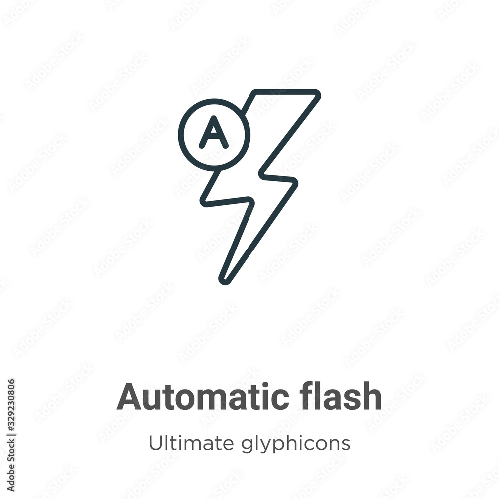 Poster automatic flash outline vector icon. thin line black automatic flash icon, flat vector simple elemen