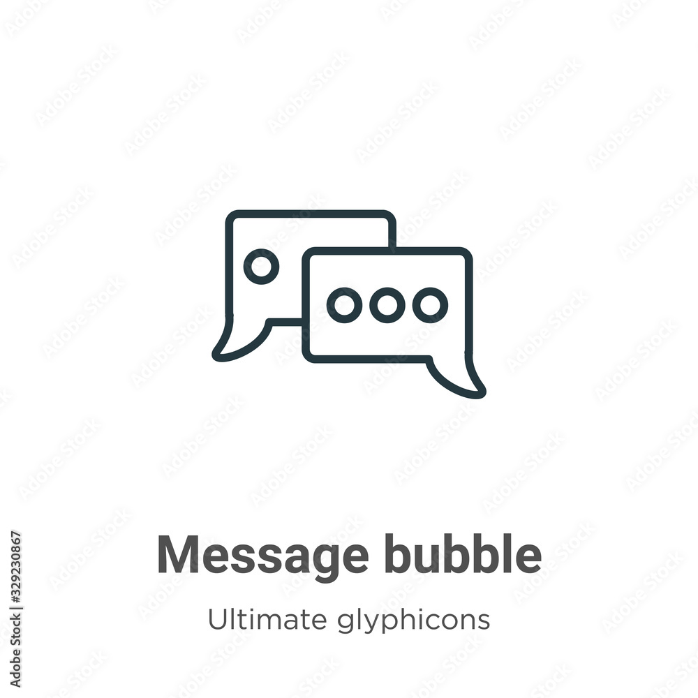 Poster message bubble outline vector icon. thin line black message bubble icon, flat vector simple element 