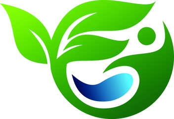 Fototapeta premium leaf people logo template
