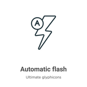 Automatic flash outline vector icon. Thin line black automatic flash icon, flat vector simple element illustration from editable ultimate glyphicons concept isolated stroke on white background