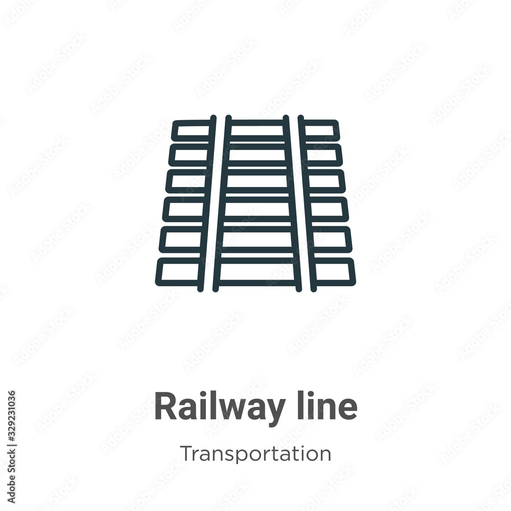 Poster railway line outline vector icon. thin line black railway line icon, flat vector simple element illu