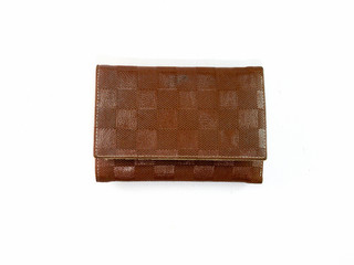 Brown wallet on white background