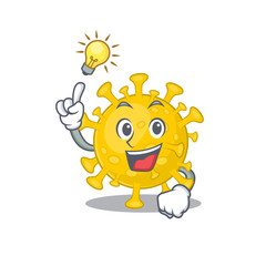 Have an idea gesture of corona virus diagnosis mascot character design