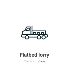 Flatbed lorry outline vector icon. Thin line black flatbed lorry icon, flat vector simple element illustration from editable transportation concept isolated stroke on white background