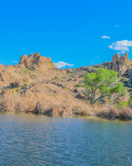Beautiful view of Ayer Lake in the Boyce Thompson Arboretum State Park, Superior, Arizona USA