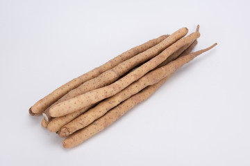 Fresh yam on white background.stock photo