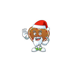Gingerbread love cartoon character of Santa showing ok finger
