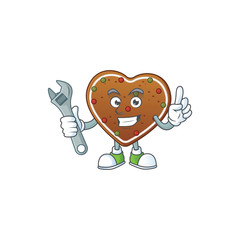 mascot design concept of gingerbread love mechanic
