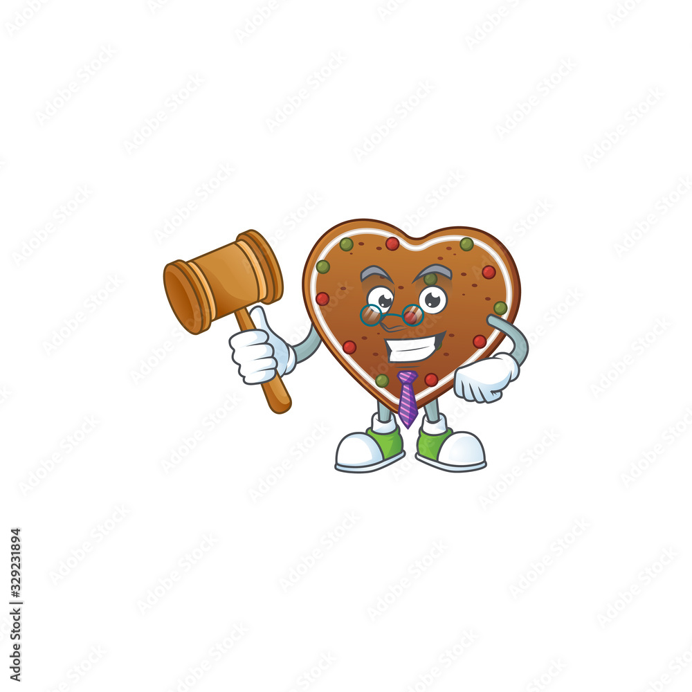 Wall mural Gingerbread love wise judge cartoon character design with cute glasses