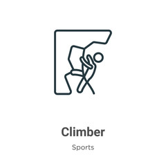 Climber outline vector icon. Thin line black climber icon, flat vector simple element illustration from editable sports and competition concept isolated stroke on white background