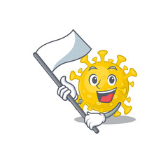 corona virus diagnosis cartoon character design holding standing flag