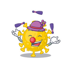 Fototapeta premium A sweet corona virus diagnosis mascot cartoon style playing Juggling