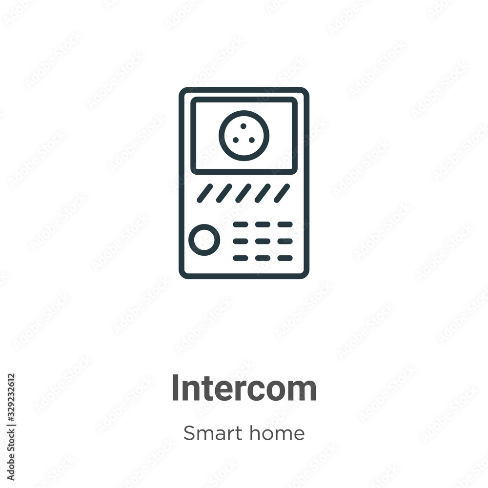 Poster intercom outline vector icon. thin line black intercom icon, flat vector simple element illustration