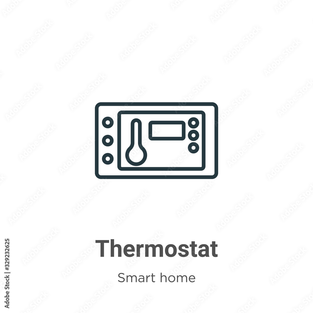 Poster thermostat outline vector icon. thin line black thermostat icon, flat vector simple element illustra