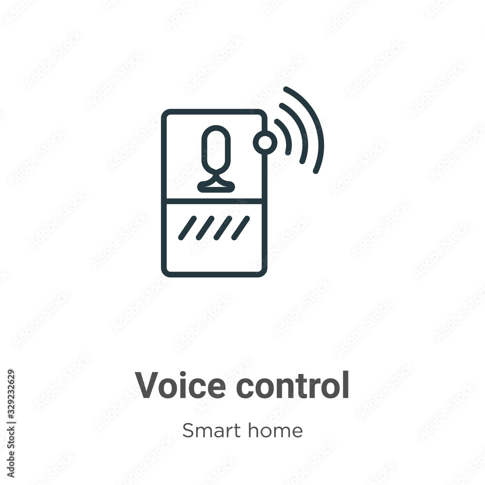 Poster voice control outline vector icon. thin line black voice control icon, flat vector simple element il