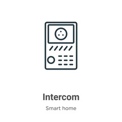 Intercom outline vector icon. Thin line black intercom icon, flat vector simple element illustration from editable smart house concept isolated stroke on white background