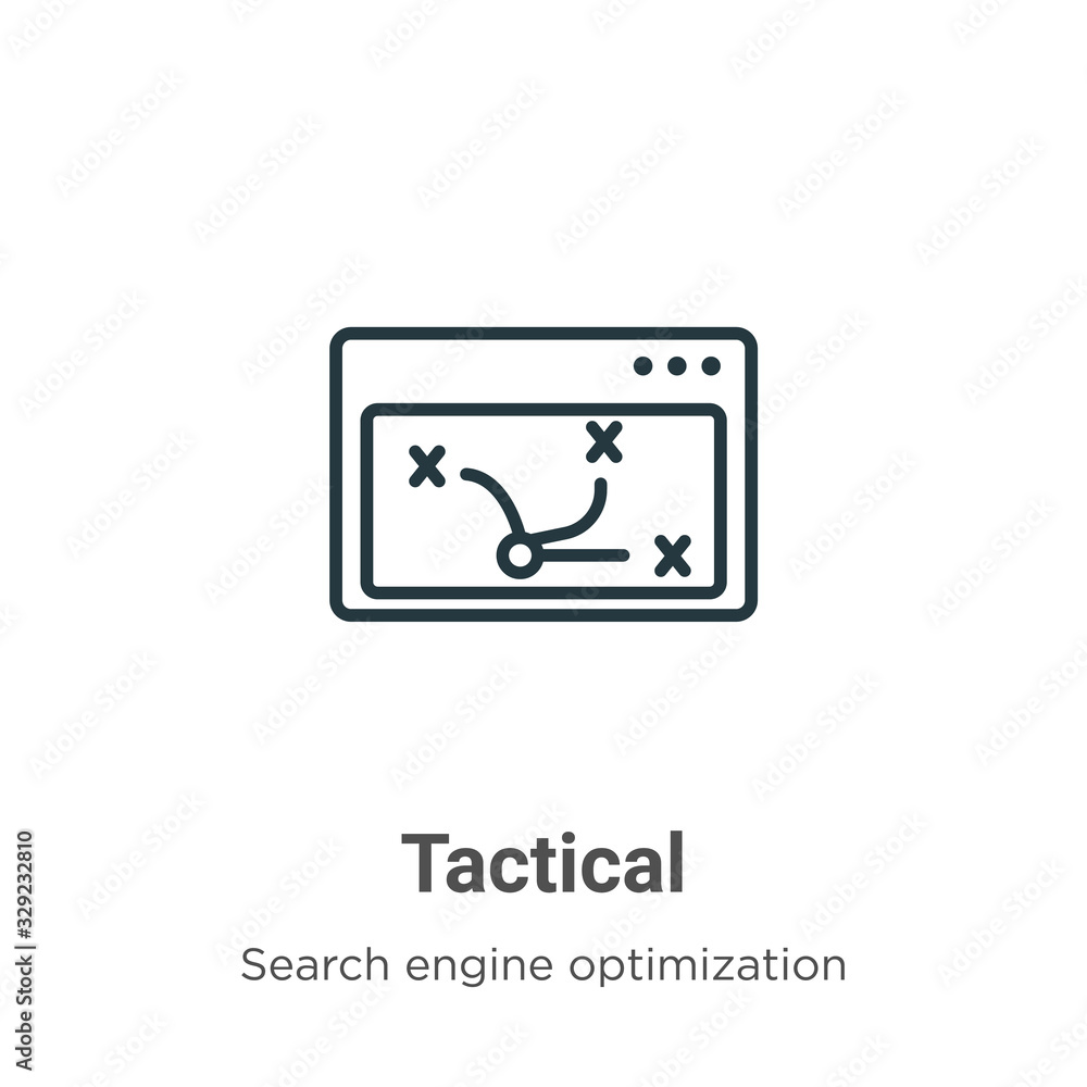 Poster tactical outline vector icon. thin line black tactical icon, flat vector simple element illustration