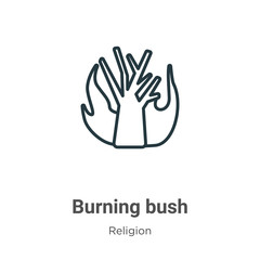 Obraz premium Burning bush outline vector icon. Thin line black burning bush icon, flat vector simple element illustration from editable religion concept isolated stroke on white background