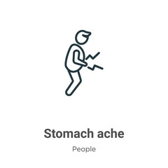 Stomach ache outline vector icon. Thin line black stomach ache icon, flat vector simple element illustration from editable people concept isolated stroke on white background