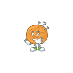 Cute molasses cookies cartoon character using a microphone