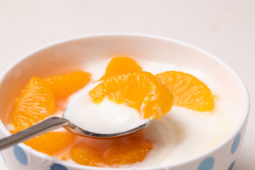 みかん　缶詰みかん　ヨーグルト　朝食　ダイエット　女性