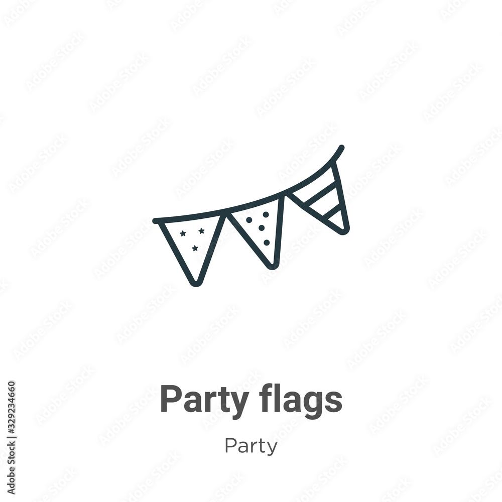 Poster party flags outline vector icon. thin line black party flags icon, flat vector simple element illust