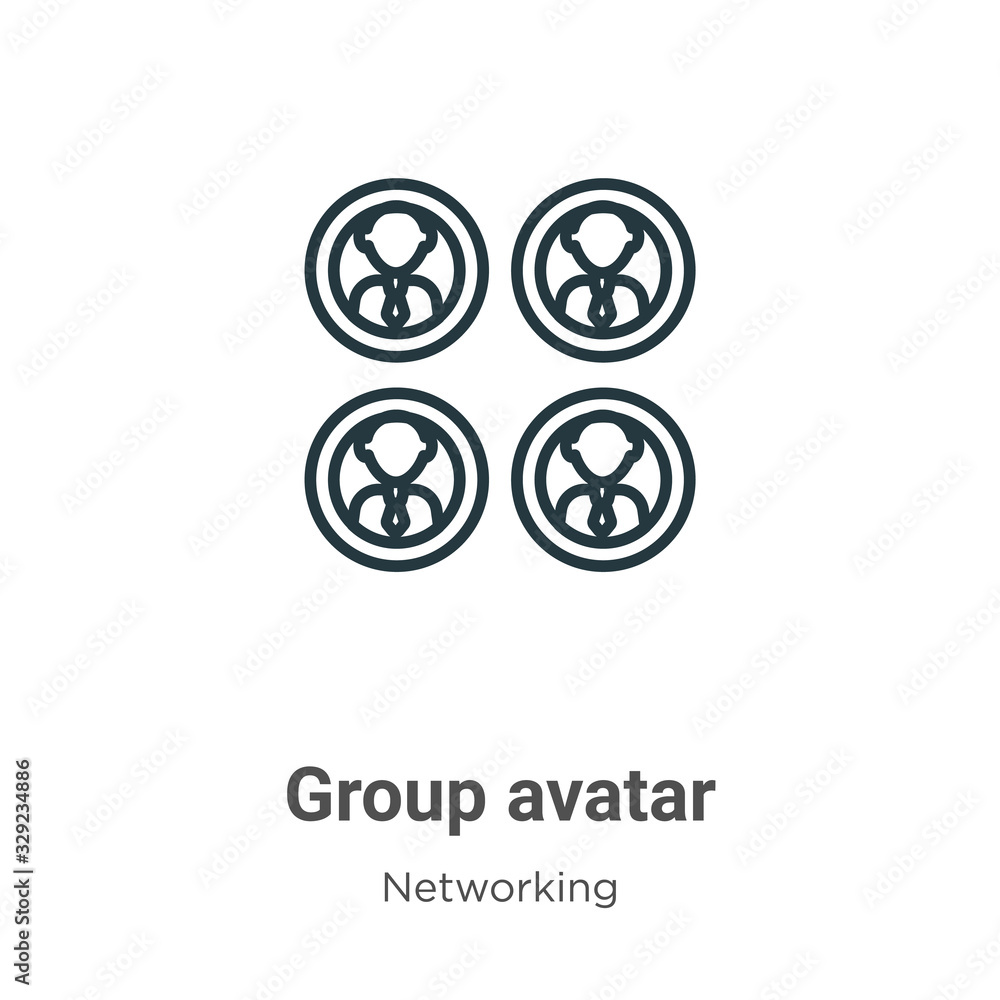 Poster group avatar outline vector icon. thin line black group avatar icon, flat vector simple element illu