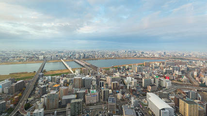 Skyscraper of Osaka City, View of Umeda Skyline after Sunset