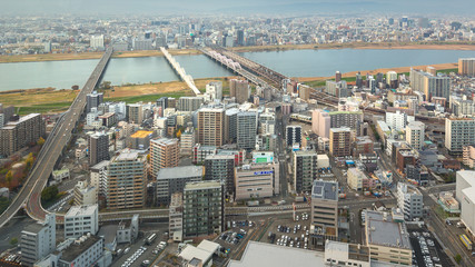 Skyscraper of Osaka City, View of Umeda Skyline after Sunset