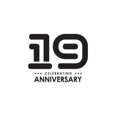 19th year anniversary logo design vector template