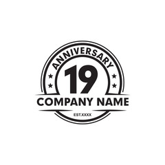 Fototapeta premium 19th year anniversary logo design vector template