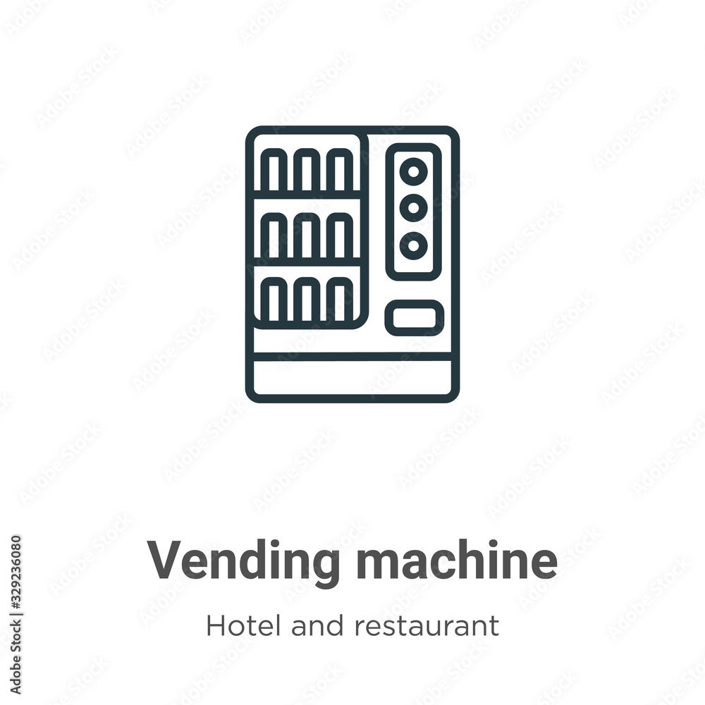 Poster vending machine outline vector icon. thin line black vending machine icon, flat vector simple elemen