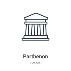 Parthenon outline vector icon. Thin line black parthenon icon, flat vector simple element illustration from editable greece concept isolated stroke on white background