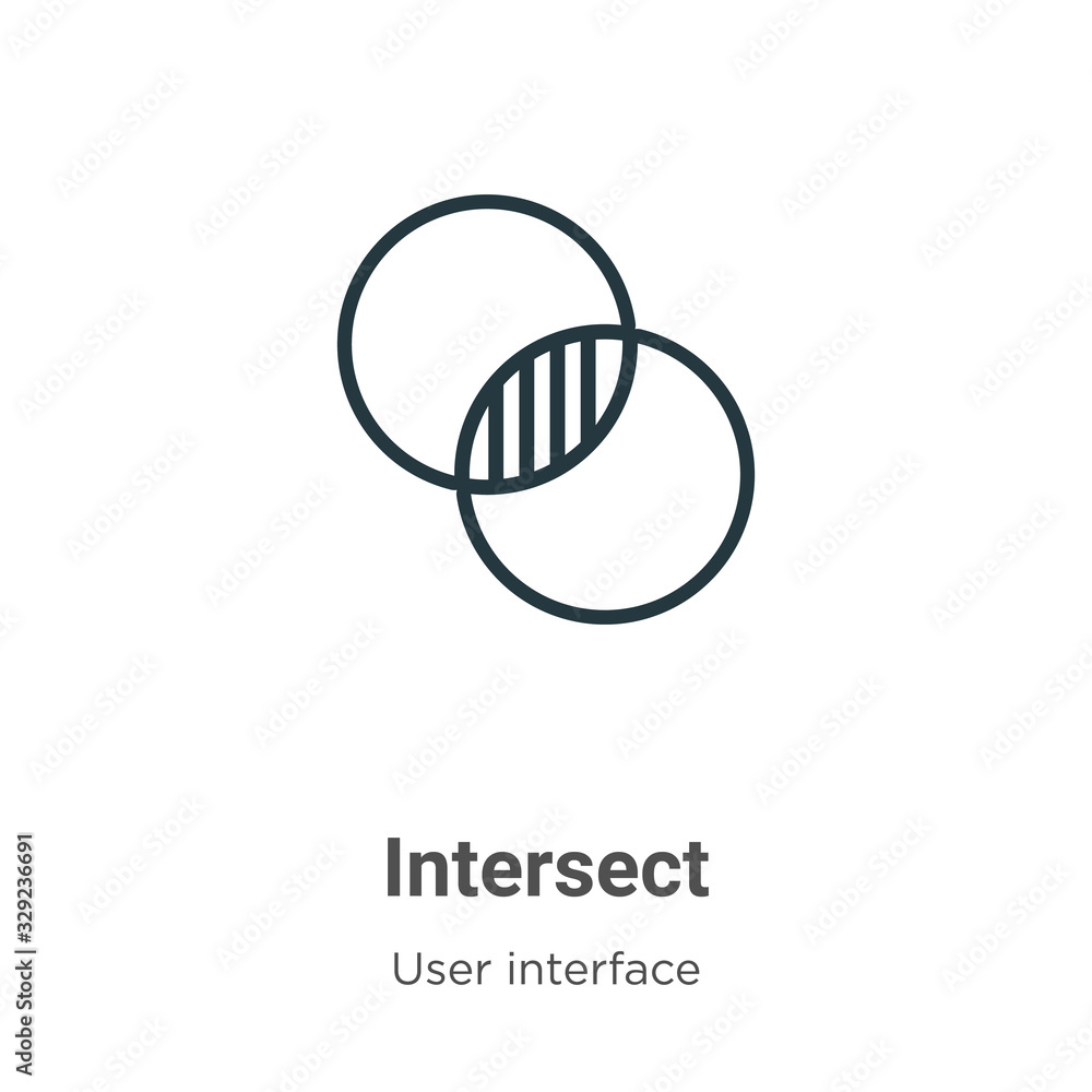 Poster intersect outline vector icon. thin line black intersect icon, flat vector simple element illustrati