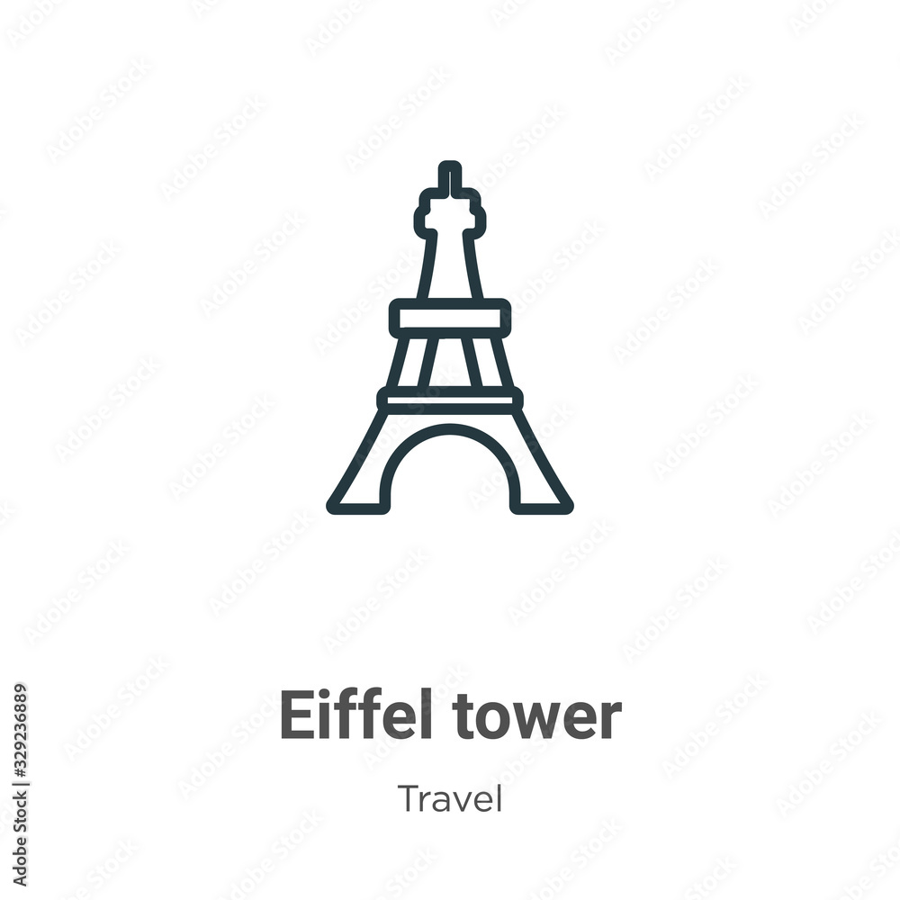 Poster eiffel tower outline vector icon. thin line black eiffel tower icon, flat vector simple element illu