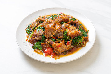 stir-fried crispy pork belly and basil
