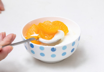 みかん　缶詰みかん　ヨーグルト　朝食　ダイエット　女性