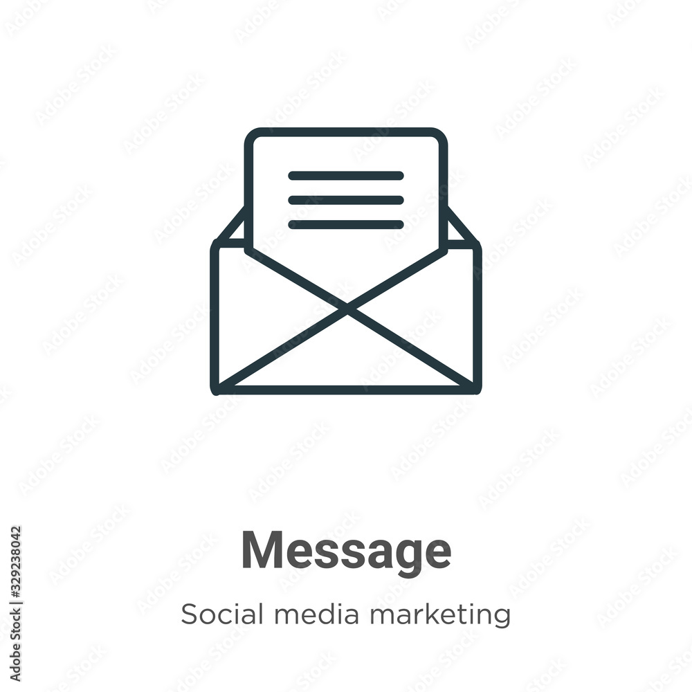 Poster message outline vector icon. thin line black message icon, flat vector simple element illustration f