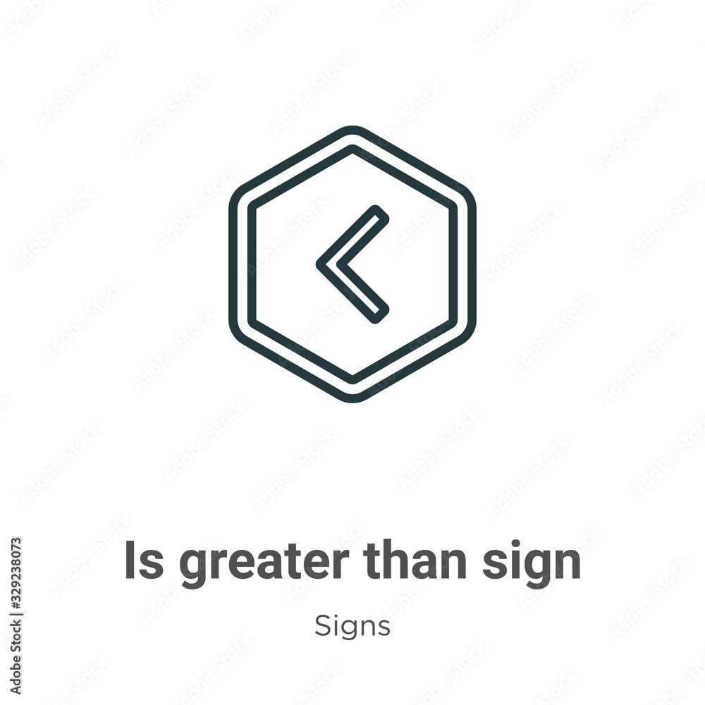 Poster is greater than sign outline vector icon. thin line black is greater than sign icon, flat vector sim