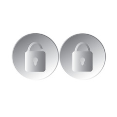 Vector illustration Lock and unlock icon in silver gradient, 