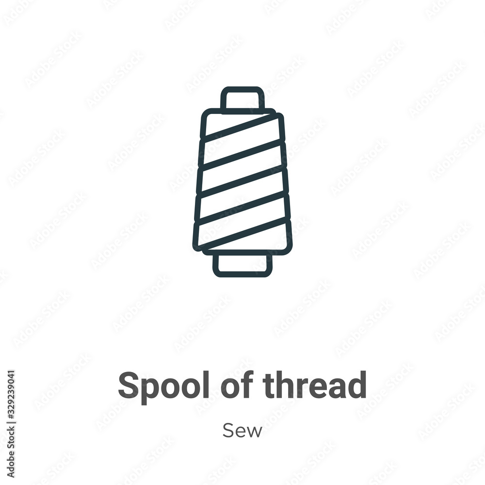 Poster spool of thread outline vector icon. thin line black spool of thread icon, flat vector simple elemen