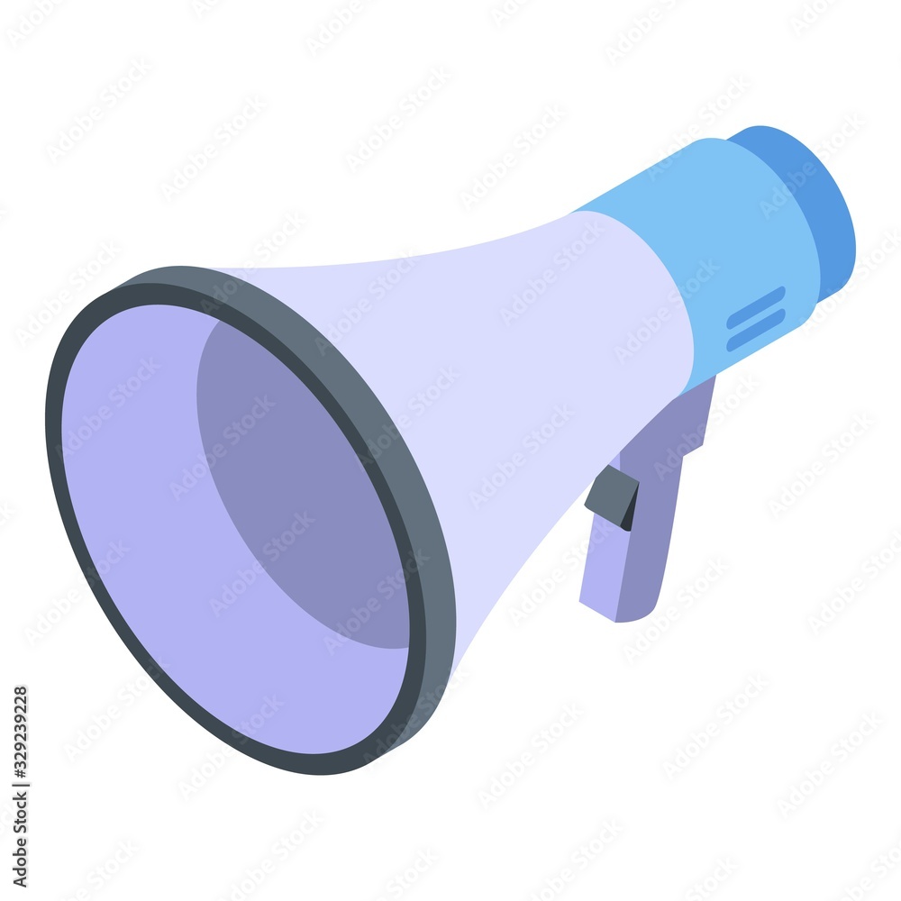 Aufkleber megaphone icon. isometric of megaphone vector icon for web design isolated on white background