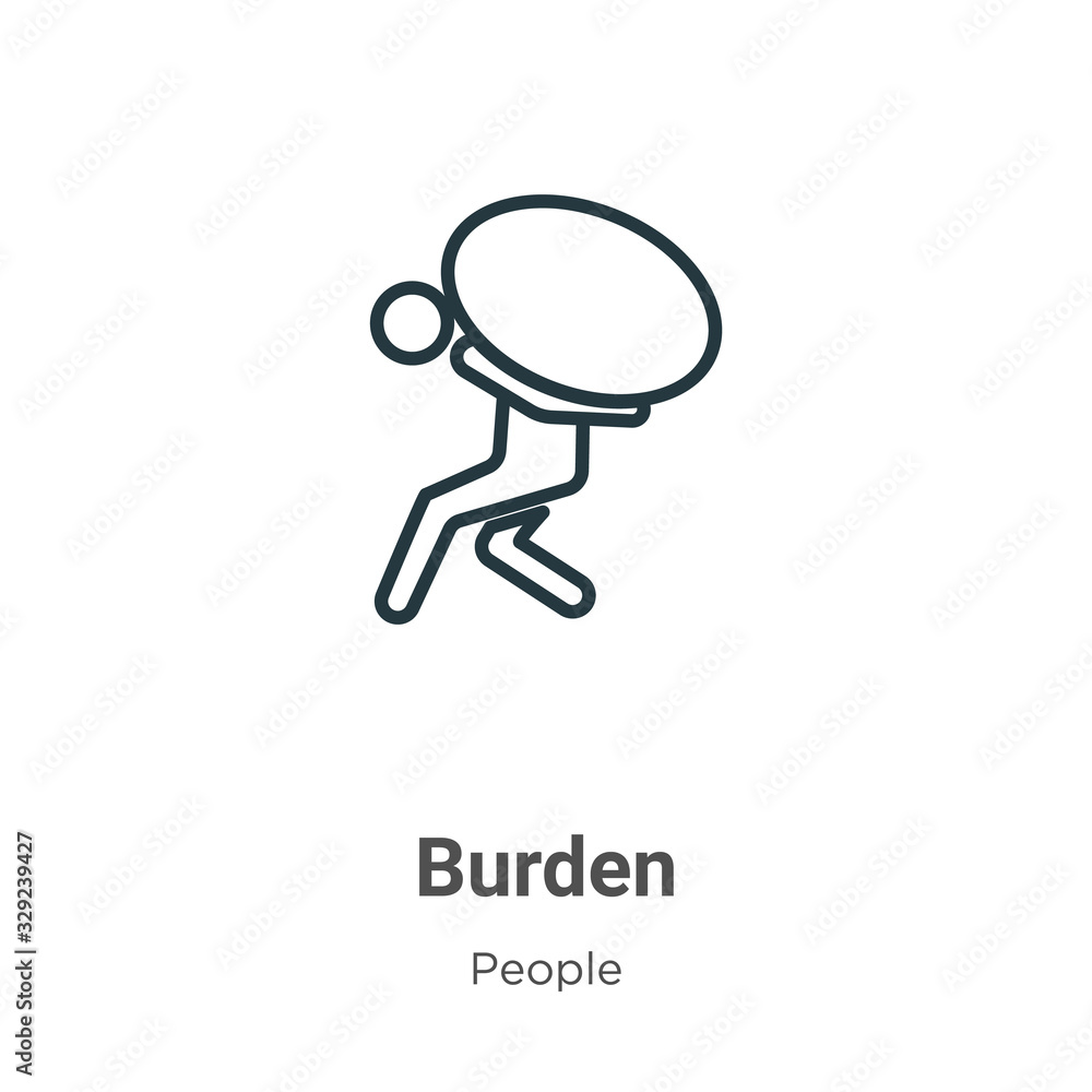 Poster burden outline vector icon. thin line black burden icon, flat vector simple element illustration fro